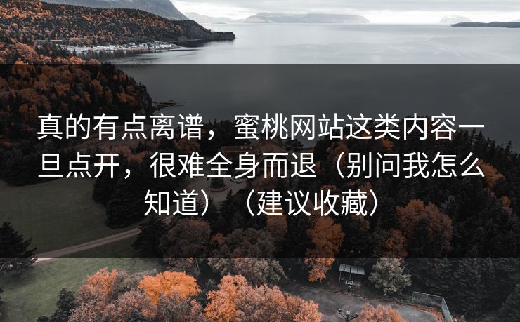 真的有点离谱，蜜桃网站这类内容一旦点开，很难全身而退（别问我怎么知道）（建议收藏）